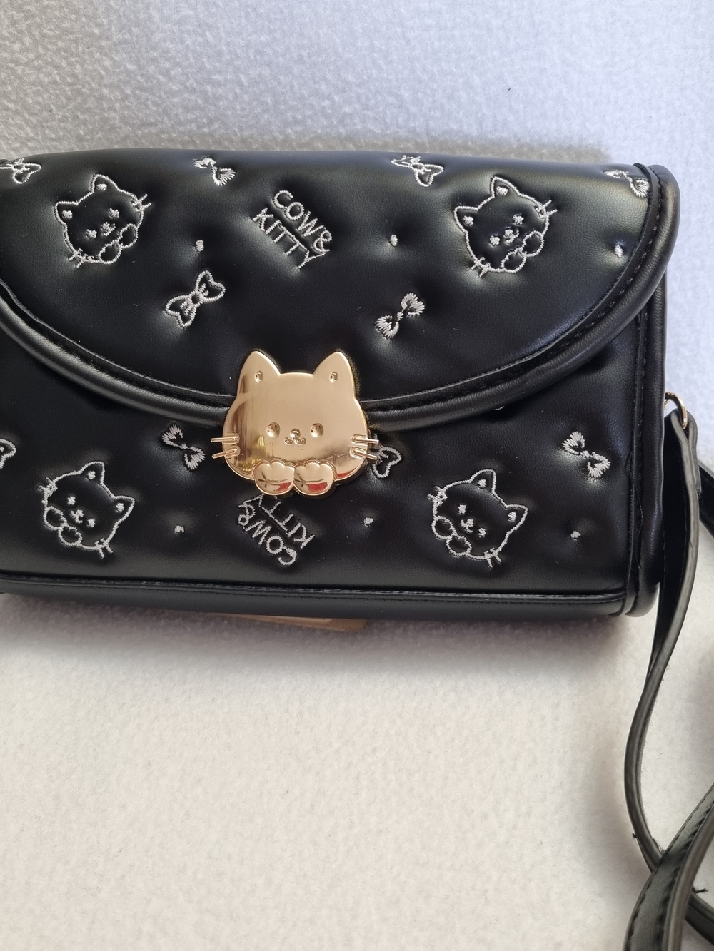 New Cow Cat Kitty Cat Girls Crossbody Black Color Purse Bag